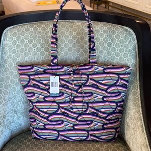 Vera Bradley East West Multicolor Patterned Tote Bag NWT